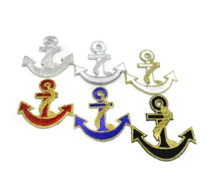 Anchor with Rope Embroidered Iron-On Patch 2" x 1.2" - 1 Piece