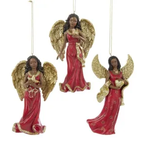 Angels of Red & Gold Christmas Ornament Set