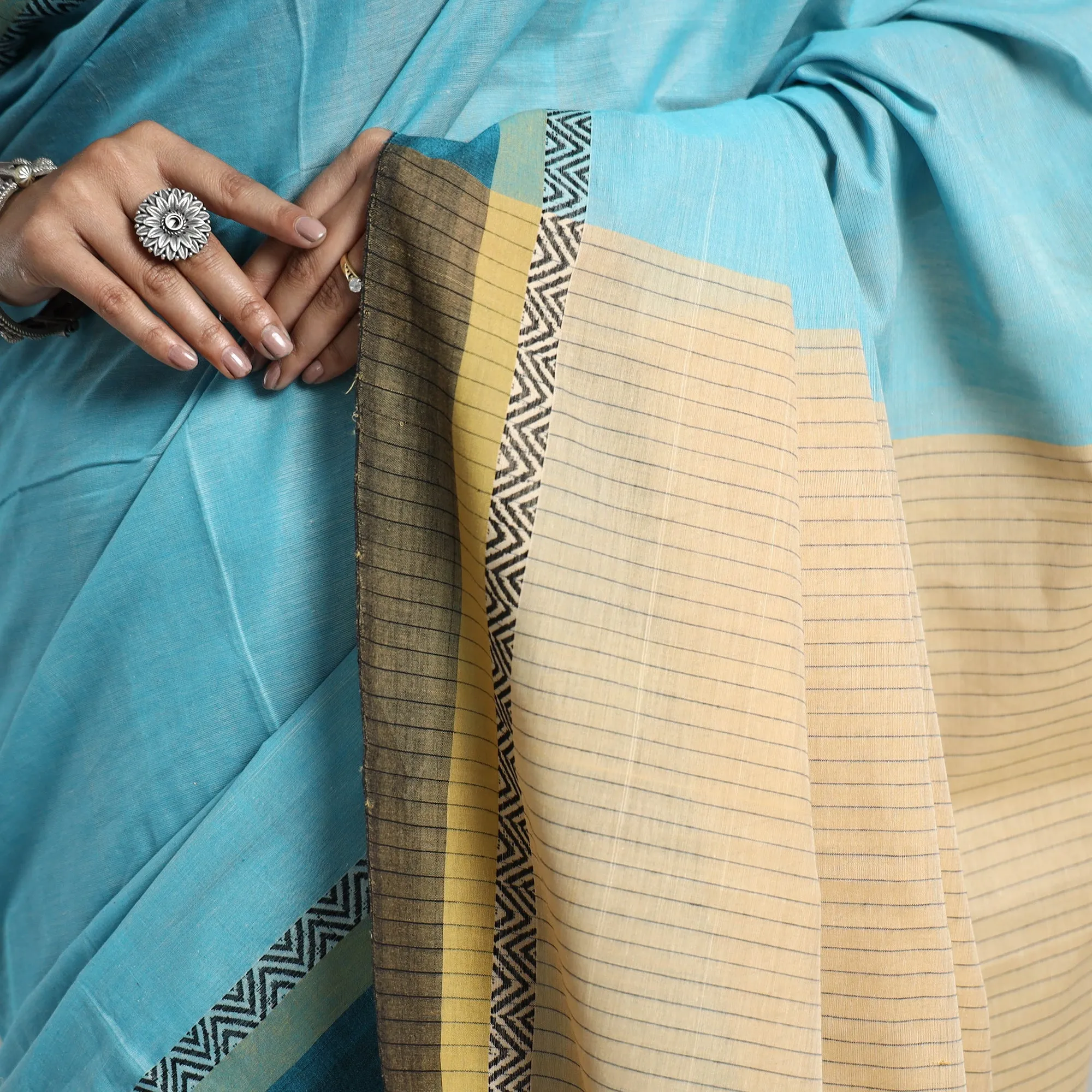 Blue - Chitrika Pure Handloom Dobby Cotton Saree