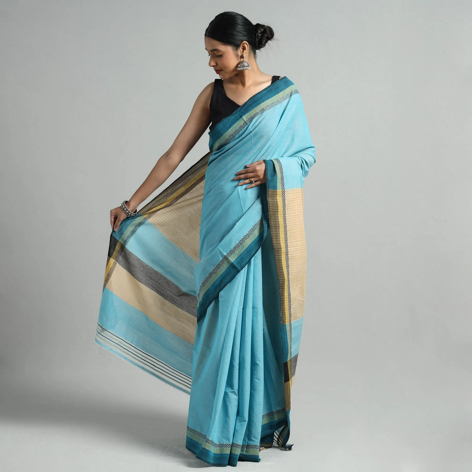 Blue - Chitrika Pure Handloom Dobby Cotton Saree