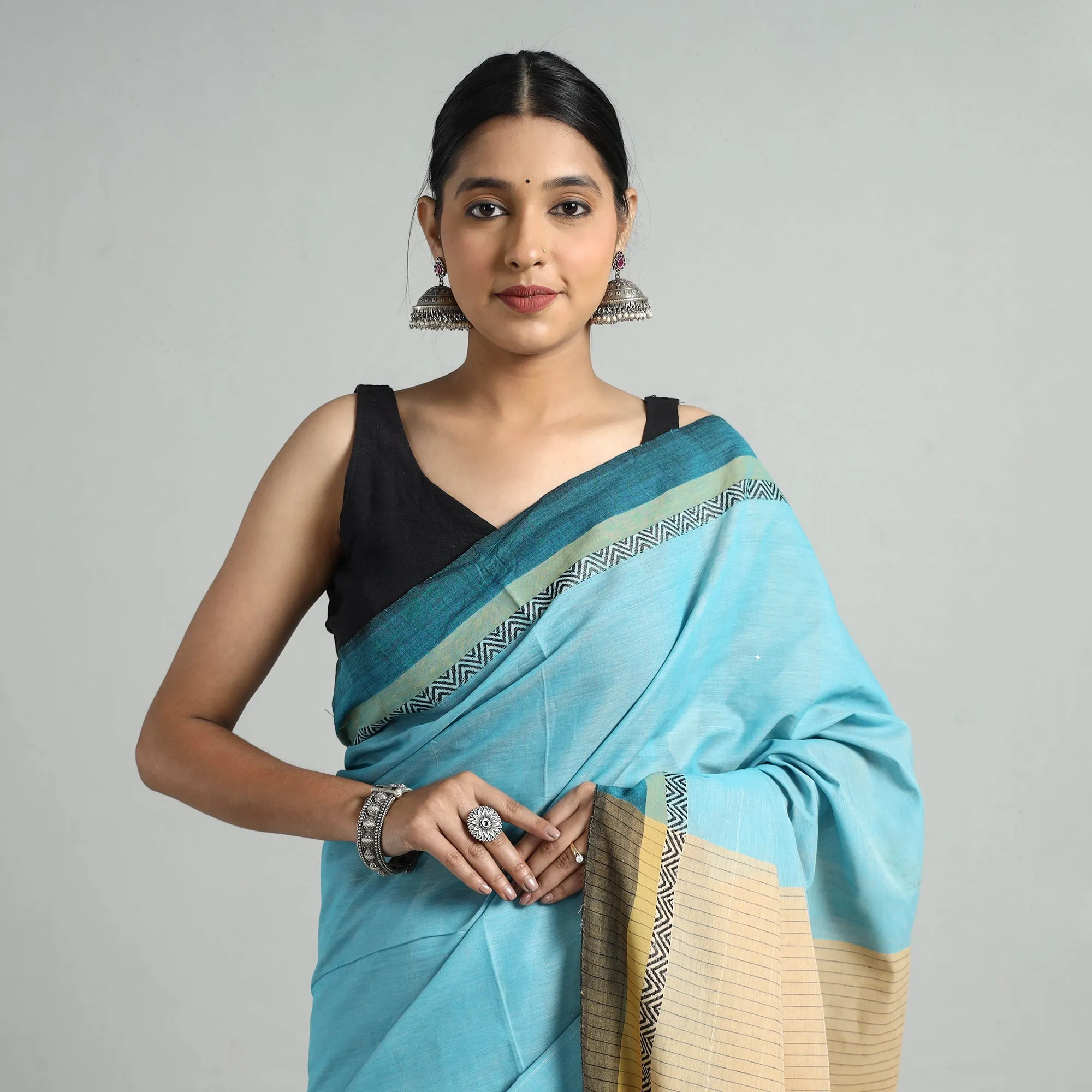 Blue - Chitrika Pure Handloom Dobby Cotton Saree