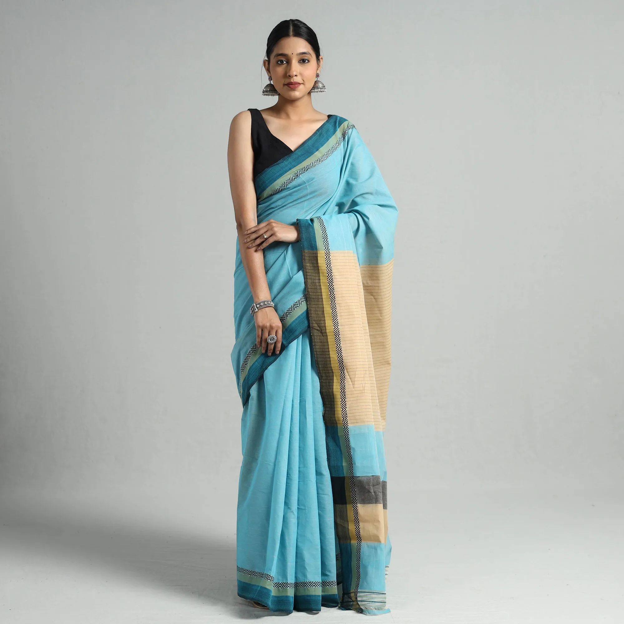 Blue - Chitrika Pure Handloom Dobby Cotton Saree