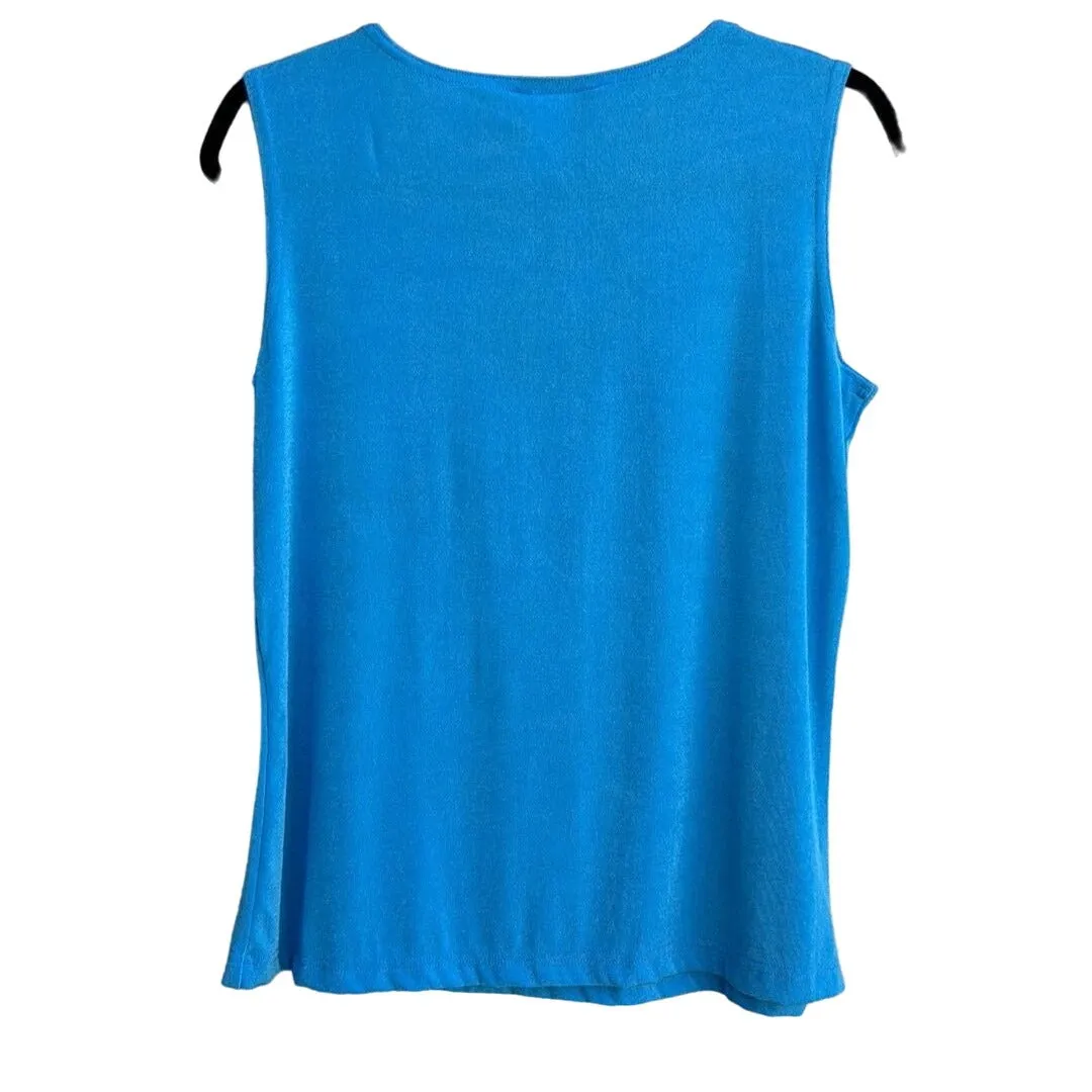 Carolyn Strauss Collection Women's Sleeveless Blue V-Neck Top New With Tags Med