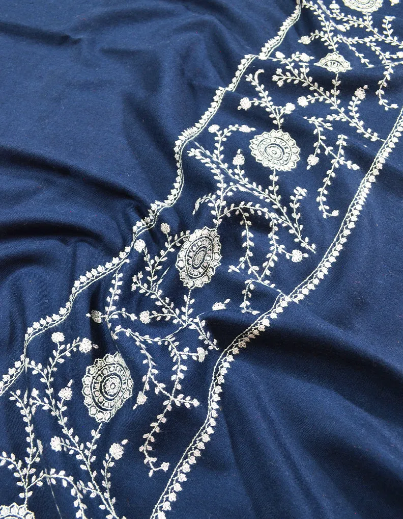 cobalt blue embroidery pashmina shawl 8607