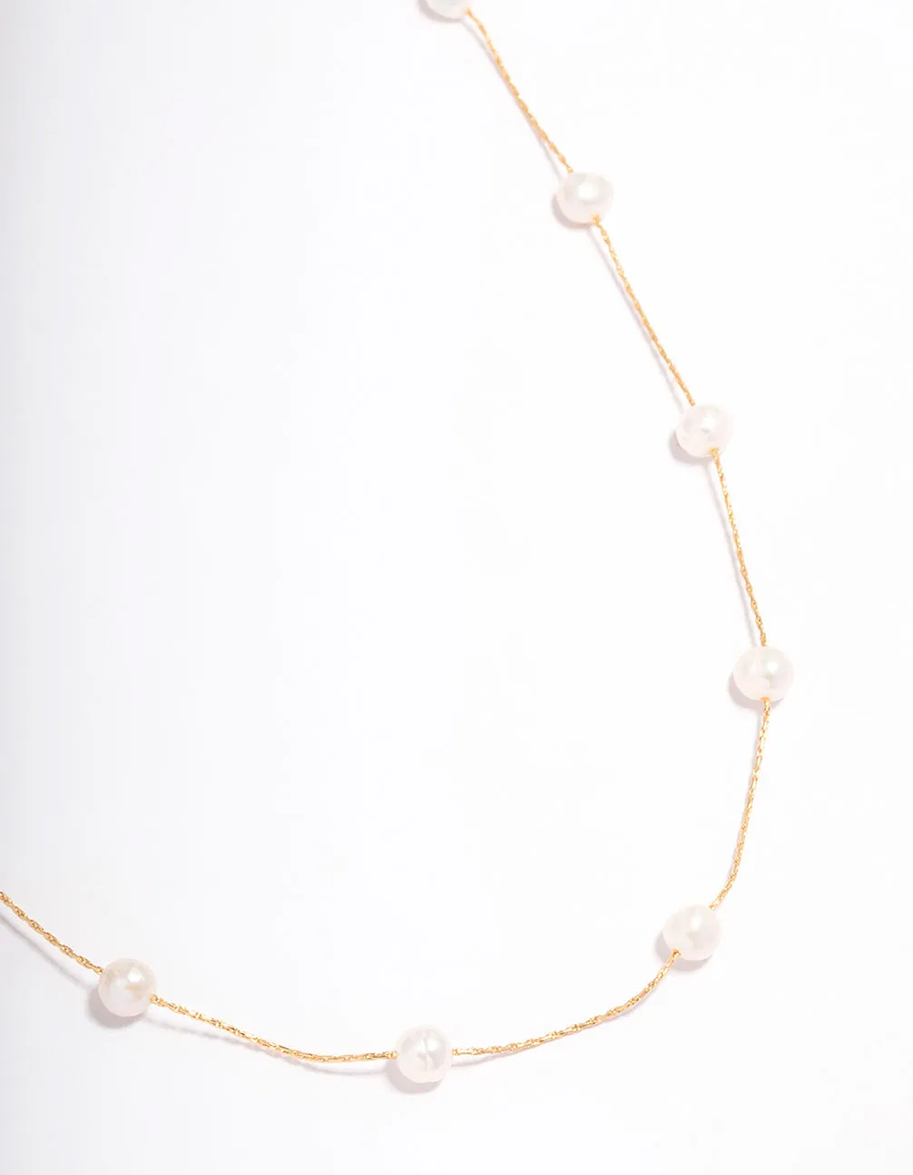 Gold Plated Freshwater Pearl Dotted Fine Short Necklace