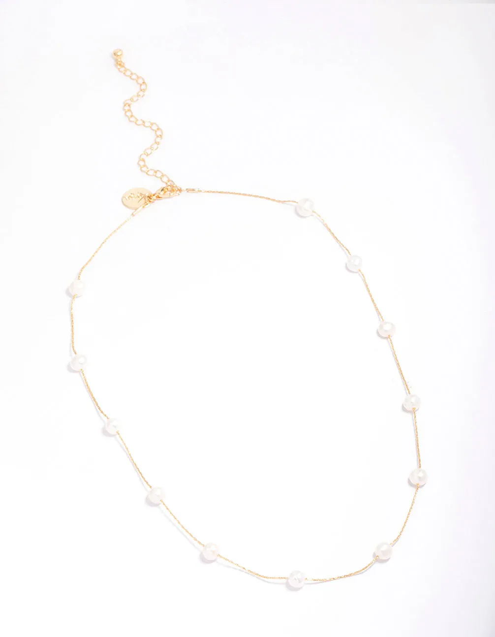 Gold Plated Freshwater Pearl Dotted Fine Short Necklace