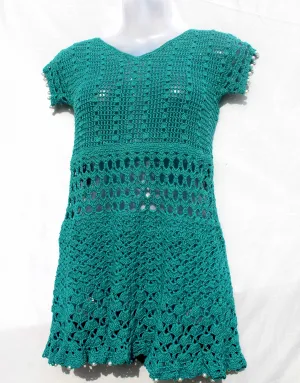 GraminArts Thread Crochet beautiful green color design with moti for girls