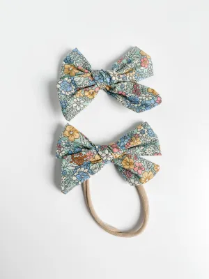 green floral printed "liberty" bow