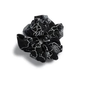 Halo Luxe Cotton Candy Organza Printed Scrunchie - Black