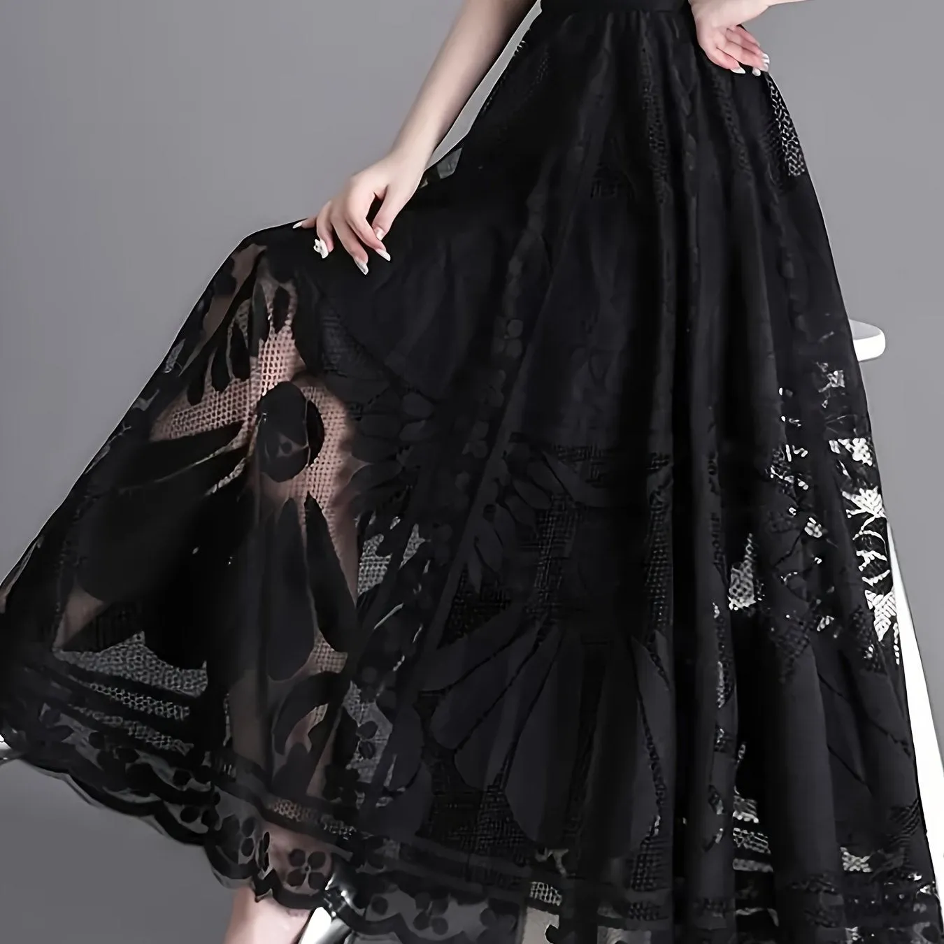 High Waist Lace Skirt Elegant AnkleLength Spring  Summer Style