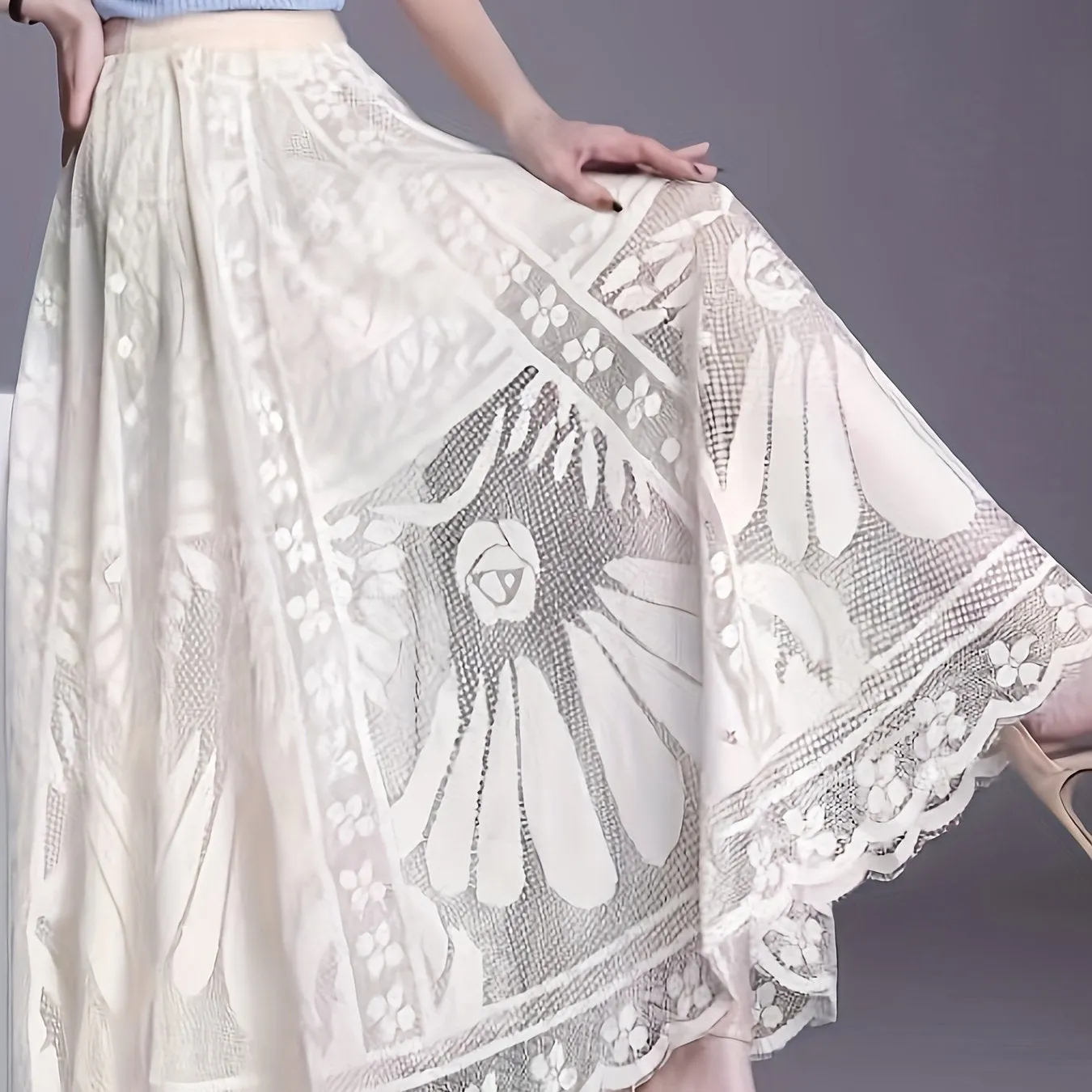 High Waist Lace Skirt Elegant AnkleLength Spring  Summer Style