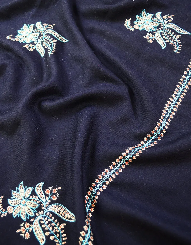 indigo booti embroidery pashmina shawl 8462