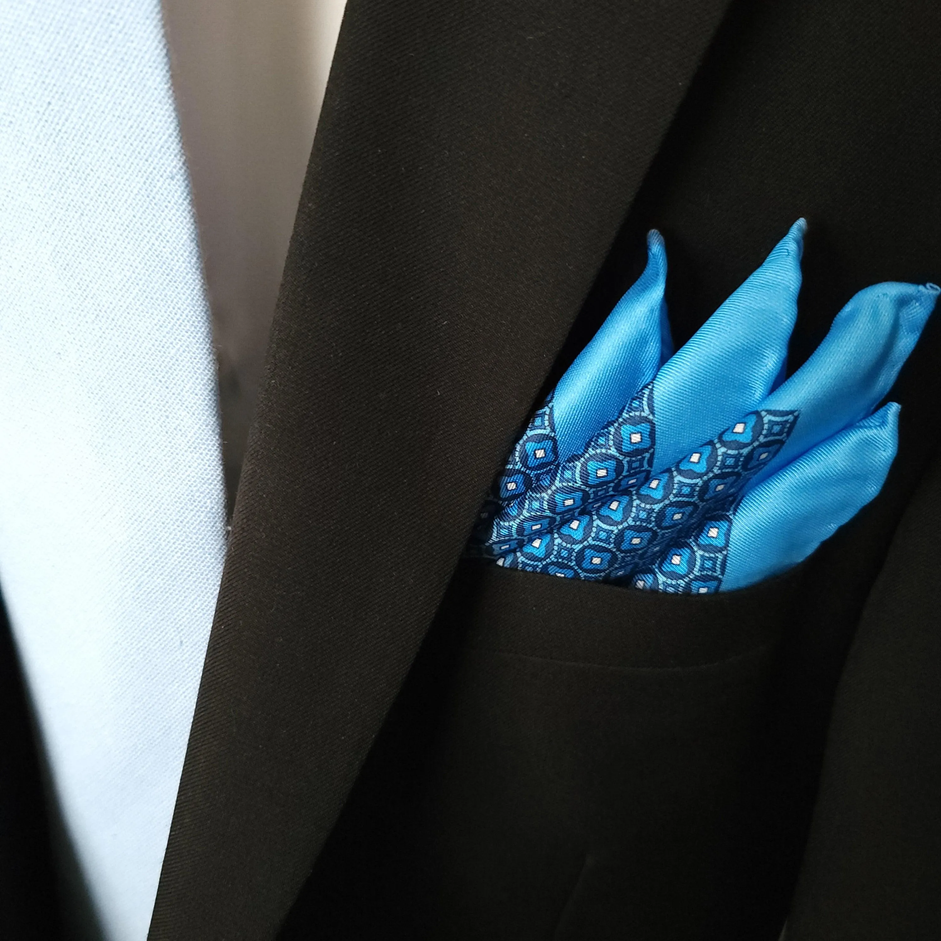 Light Blue Polka Dot Stylish and Elegant Silk Pocket Square