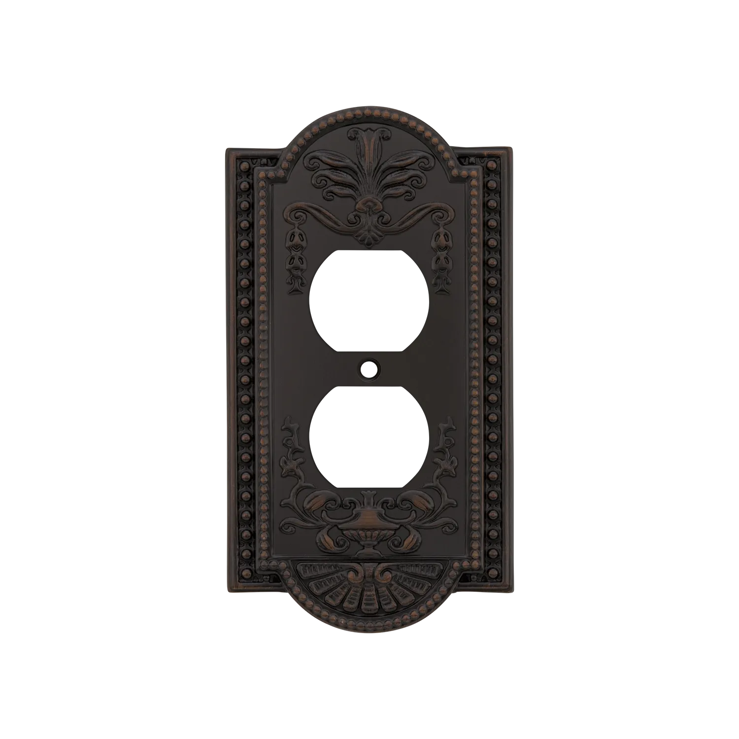 Meadows Switch Plate with Outlet in Timeless Bronze