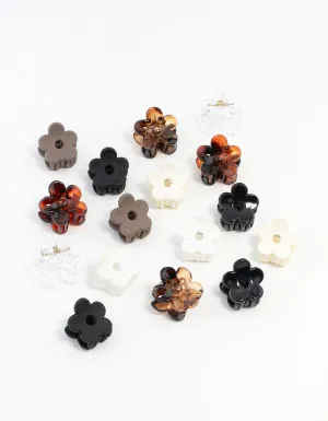 Mini Neutral & Black Flower Hair Clips 16-Pack