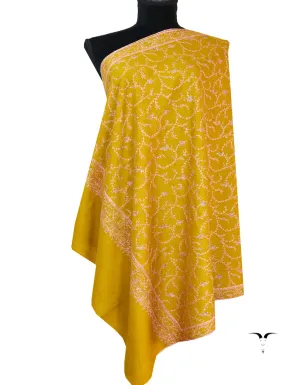 mustard jaali embroidery pashmina shawl 8546