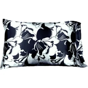 Navy Blue, White Iris Flowers Satin Pillowcases, Standard, Queen, King