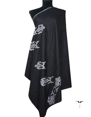 pure black embroidery Pashmina shawl 8695