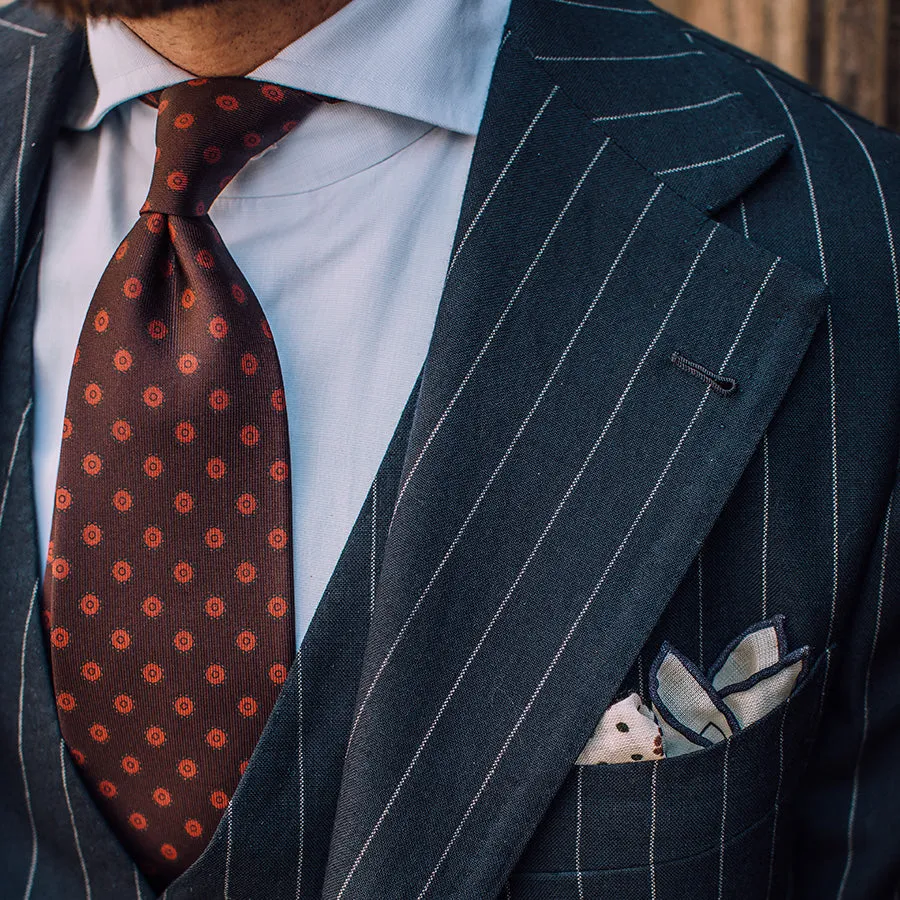 Shadow Printed Silk Tie - Eggplant - Handrolled