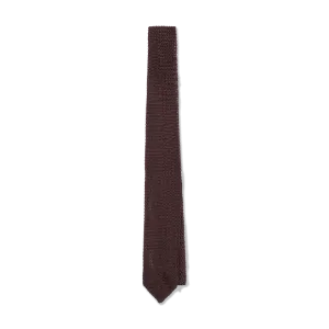 Silk Knitted Tie in Chocolate Brown