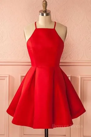 Simple Red Short Prom Homecoming Dresses Short Red Mini Formal Graduation Evening Dresses