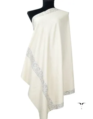 white embroidery pashmina shawl 8449